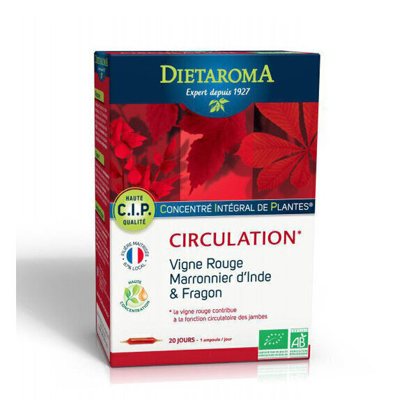 Dietaroma - CIP Circulation bio - Vigne rouge, marronnier d'Inde 20 ampoules