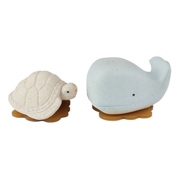 Hévéa - Coffret 2 jouets de bain caoutchouc naturel baleine et tortue
