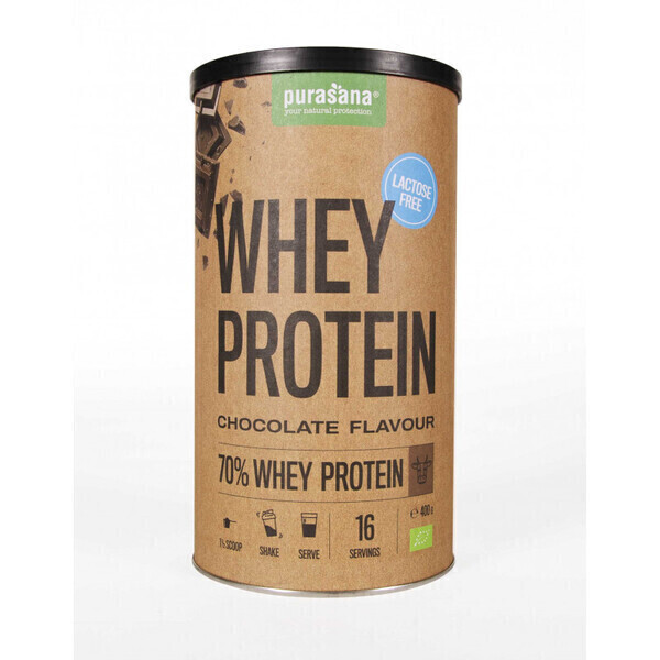 Purasana - Protéine de Petit Lait Sans Lactose - Chocolat 400 gr Purasana - Protéine de Petit Lait Sans Lactose - Chocolat 400 gr