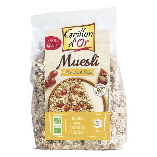 Muesli 4 céréales et fruits 500g Grillon d'or | Acheter ...