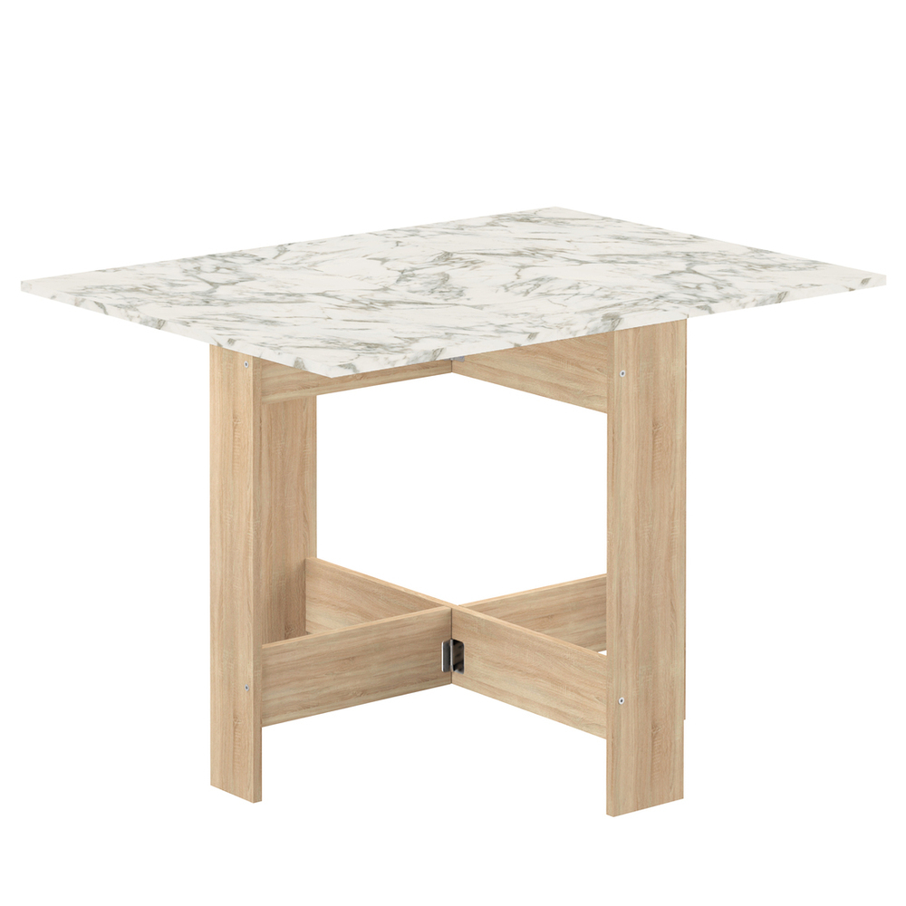 Symbiosis - Table pliante PAPILLON - Chêne naturel et marbre