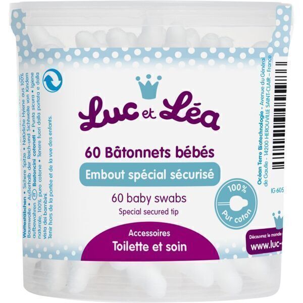 Luc Et Lea - Luc & Léa 60 cotons tiges embout bébé (batônnets ouatés)
