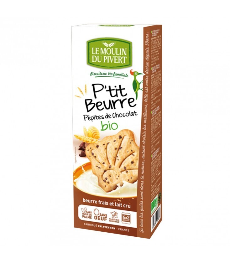 Le Moulin du Pivert - Biscuits P'tit beurre pépites de chocolat bio