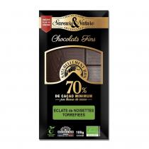 Saveurs & Nature - Chocolat noir 70% à la noisette 100g bio