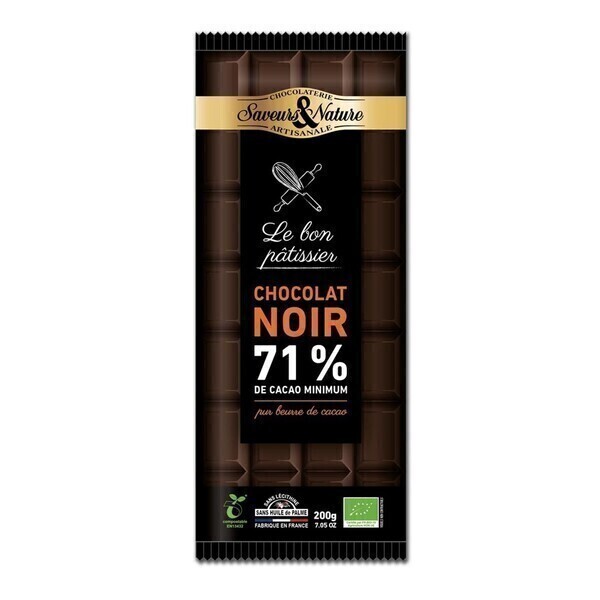 Saveurs & Nature - Chocolat noir à pâtisser 71% 200g bio