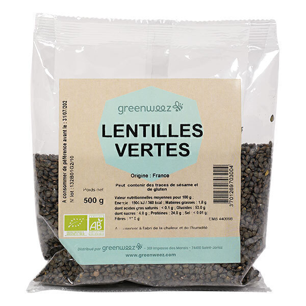 Greenweez - Lentilles vertes bio France 500g
