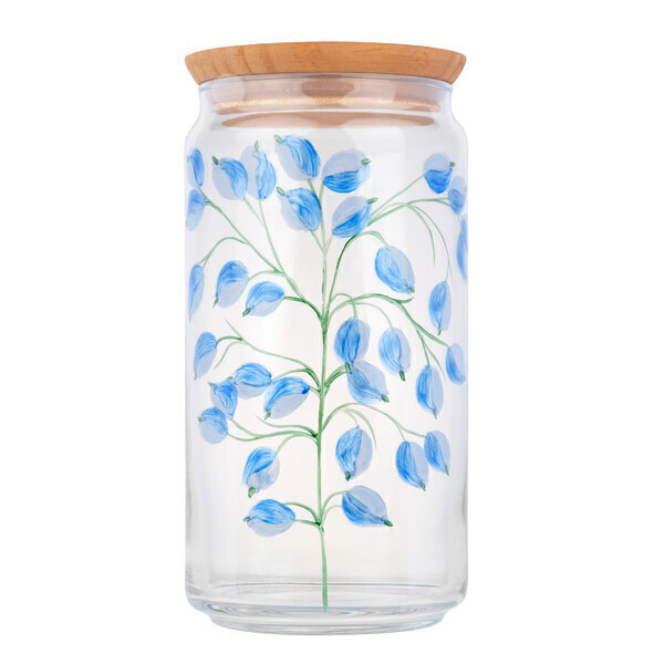 By Tiline - Bocal en verre 1,5L Peint à la main - Glycine Bleu By Tiline - Bocal en verre 1,5L Peint à la main - Glycine Bleu