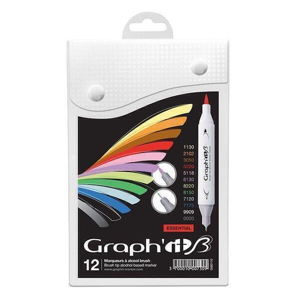 Graph'it - Set 12 marqueurs Graph'It Brush & Extra Fine - Essentiels