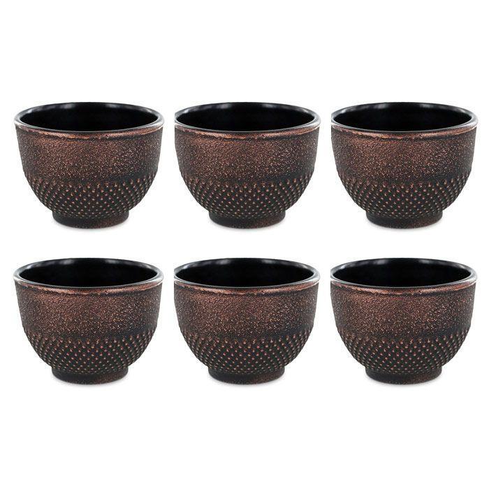 Aromandise - 6 tasses en fonte de Chine noir & bronze 15 cl
