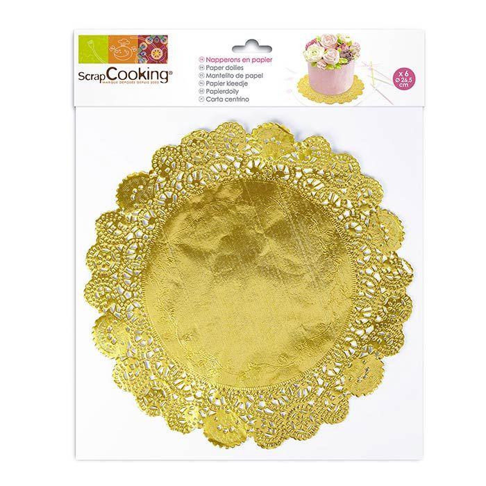 ScrapCooking - 6 Napperons dorés pour gâteaux Ø 26,5 cm
