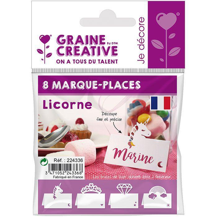 Graine Créative - 8 marque-places Licorne