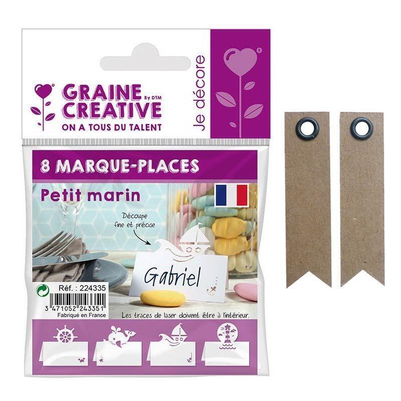 Aromandise - 8 marque-places Petit marin + 20 étiquettes kraft Fanion