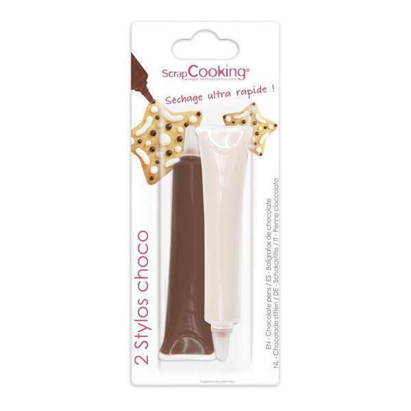 ScrapCooking - 2 stylos chocolat - Marron et blanc - 2 x 25 g