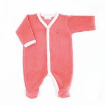 Premiers Moments - Pyjama Velours 100% Coton Bio, Taille 1 mois, Couleur Corail