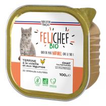 Felichef - Terrine sans céréales chat volaille et légumes 100g