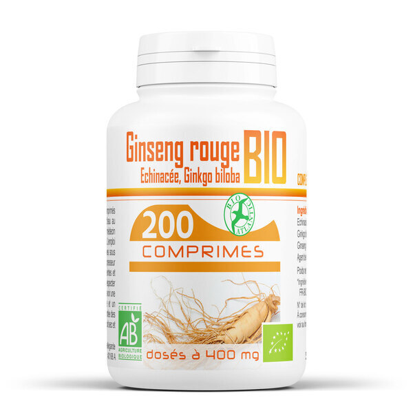 Bio Atlantic - Ginseng rouge, Echinacée, Ginkgo biloba- 400 mg - 200 comprimés