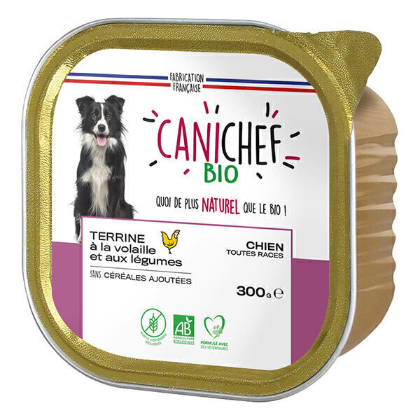 Canichef - Terrine sans céréales chien volaille et légumes 300g