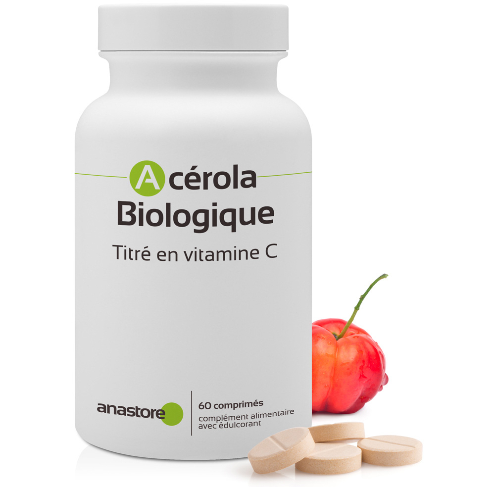 Anastore - Acérola Bio * 170 mg / 60 comprimés * Titrée à 17% en vitamine C