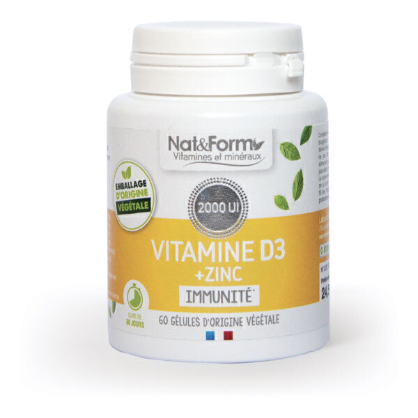 Nat & Form - Vitamine D3 + Zinc 60 gélules végétales