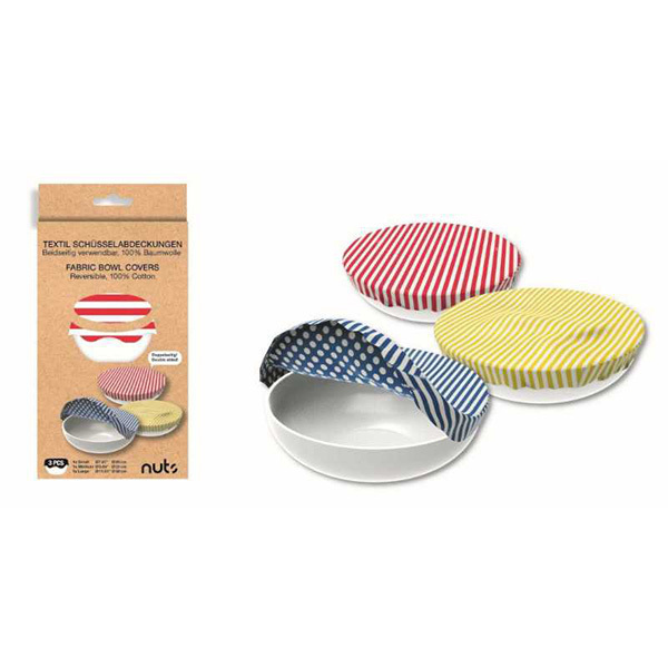 Nuts - Set de 3 couvre-bols assortis coton rayures colorées
