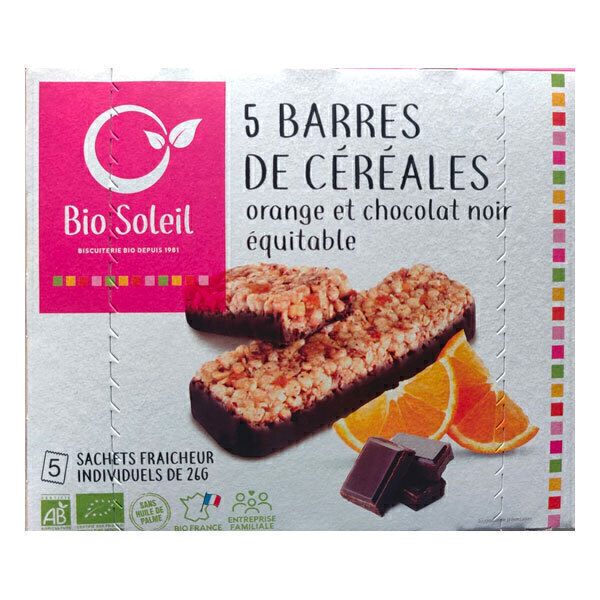 Bio Soleil - 5 barres orange & chocolat noir 130g