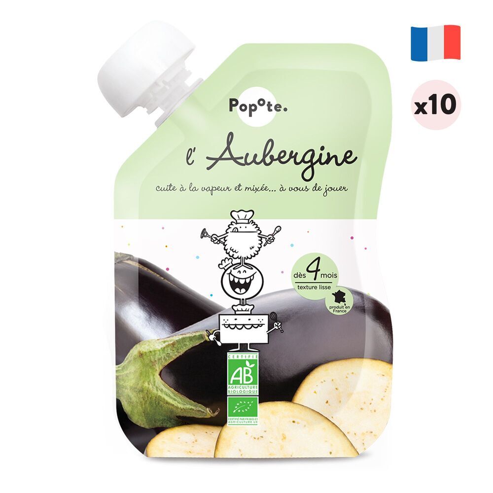 L Aubergine Lot De 10 Des 4 Mois Purees En Gourde Pour Bebe Popote