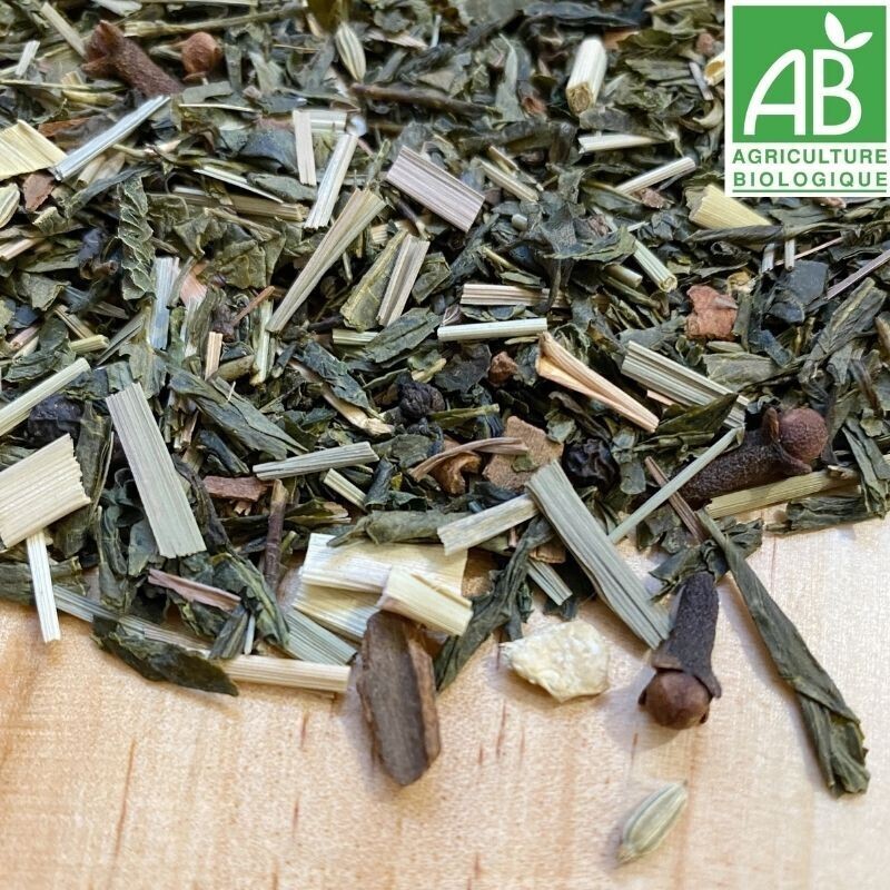 75 degrés - Chai thé du matin - chai thé vert bio - VRAC 100g