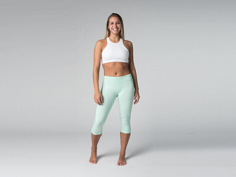 Chin Mudra - Pantalon de yoga Corsaire 95% coton Bio et 5% Lycra - Vert Lagon