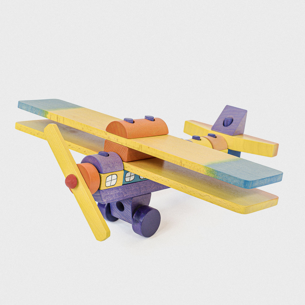 Tabiano - Avion en bois à assembler pour enfant peint à la main Superplane