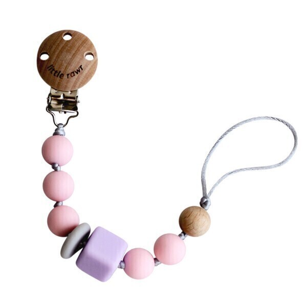 SEVIRA KIDS - Attache tétine perles bois et silicone Rose