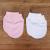 Moufles bébé en coton Blanc / Rose Naissance - 3 mois