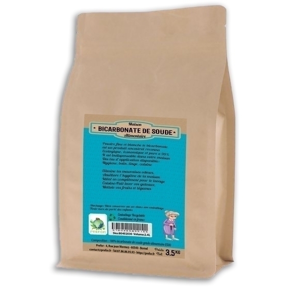 Prefor - Bicarbonate de soude alimentaire Doypack 2.4L 3.5kg