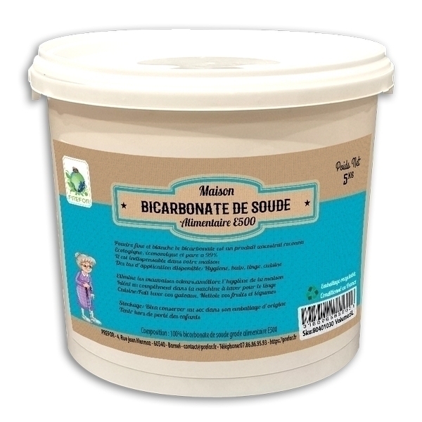 Prefor - Bicarbonate de soude alimentaire seau 5L 5kg