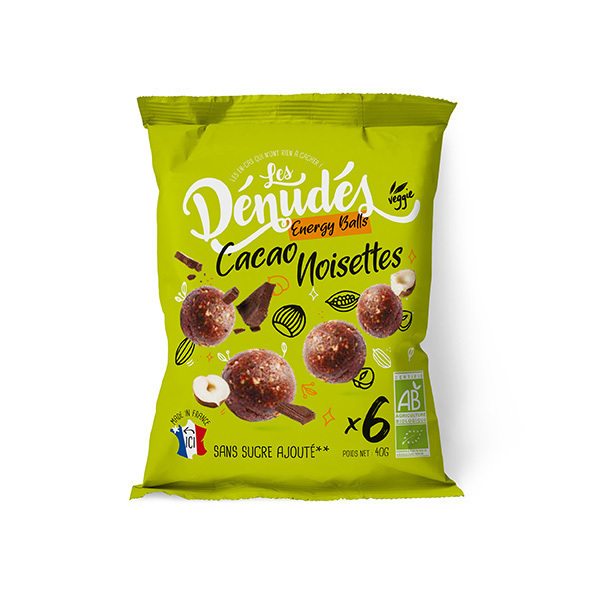 Les Dénudés - Balls cacao et noisettes 40g