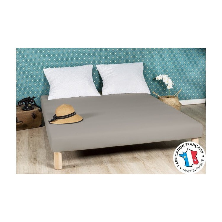 By sommiflex - Sommier tapissier 140x200cm gris pieds fabrication francaise