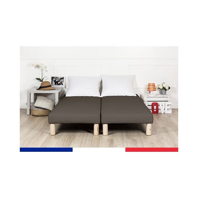 By sommiflex - Sommier tapissier 200x200cm (100x200x2) marron français