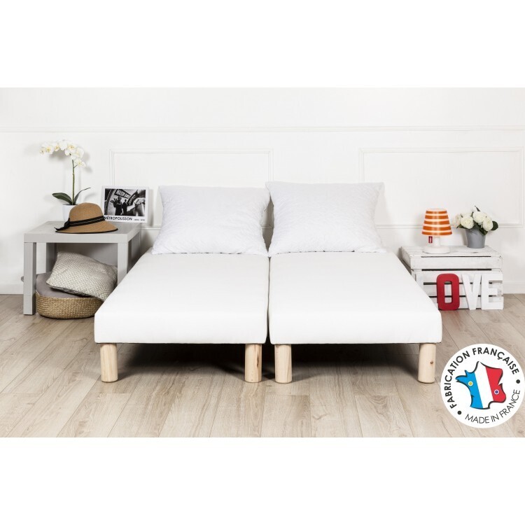By sommiflex - Sommier tapissier 160x200cm (80x200x2) blanc français