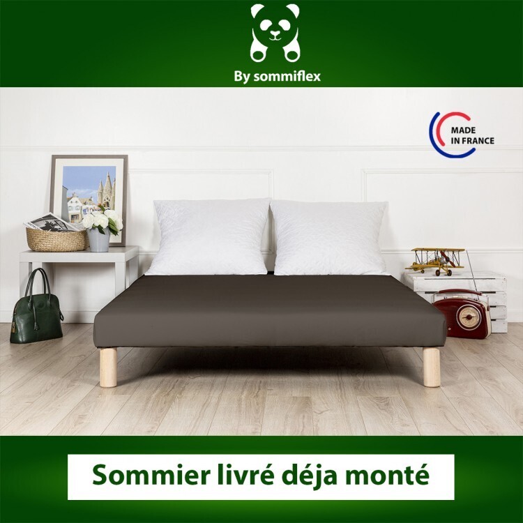 By sommiflex - Sommier tapissier 90x200cm marron fabrique en france pieds