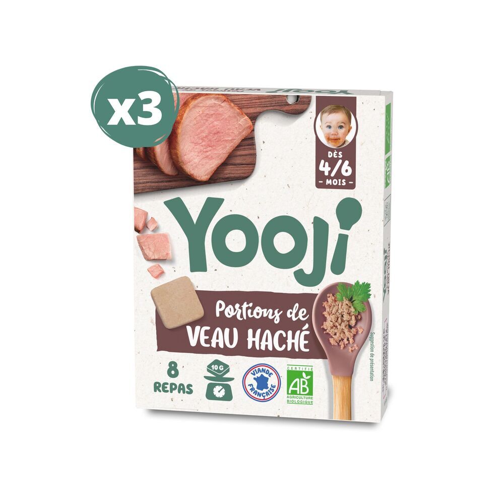 Yooji - Yooji - Portions de veau haché bio pour 24 repas dès 6 mois 
