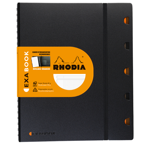 Rhodia - Cahier à spirales EXABOOK polyfoam noir A4 160 pages quadrillés