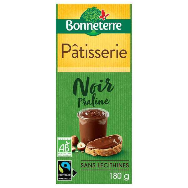 Bonneterre - Tablette chocolat noir praliné pâtisserie 180g