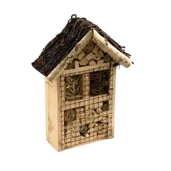 Wiker - Hôtel à insectes avec toit en bois de bouleau et en osier