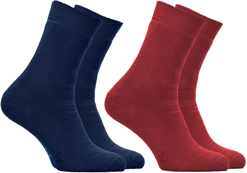 TIGIL - 2 paires de chaussettes bouclettes 88% coton bio rouge/marine T4