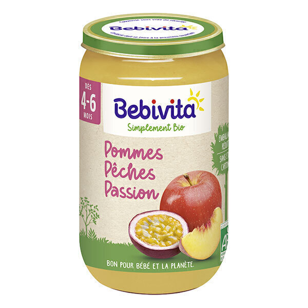Bebivita - Pot pommes pêches passion dès 4-6 mois 250g