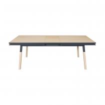 Mon petit meuble français - Table repas rectangulaire 200x100 cm 1 rallonge, 100% frêne mass