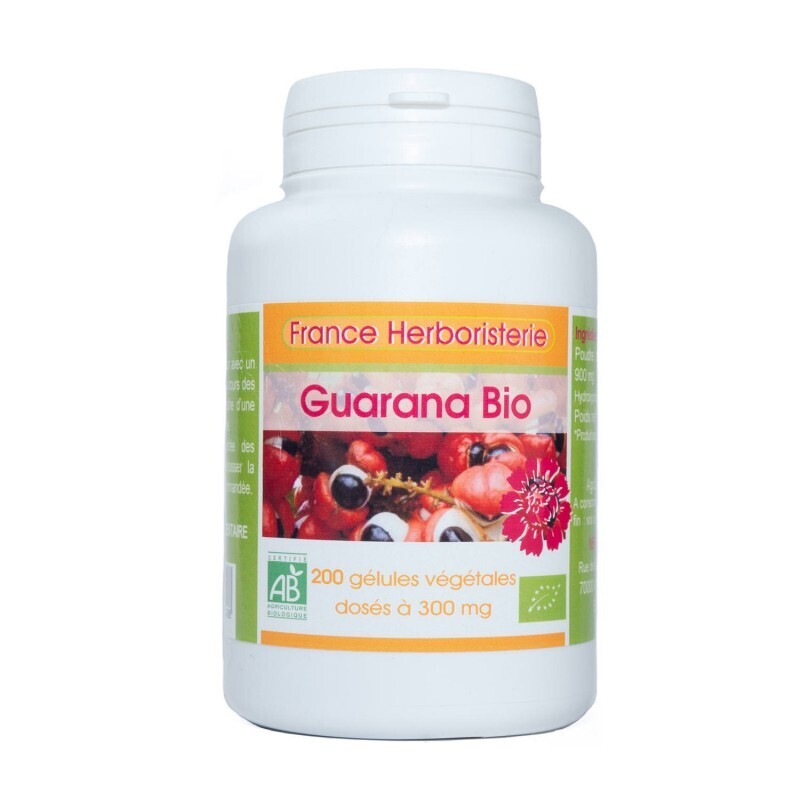 France Herboristerie - 200 gélules GUARANA BIO AB dosées à 300 mg.