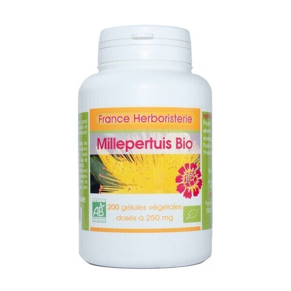 France Herboristerie - 200 gélules MILLEPERTUIS BIO AB dosées à 250 mg.
