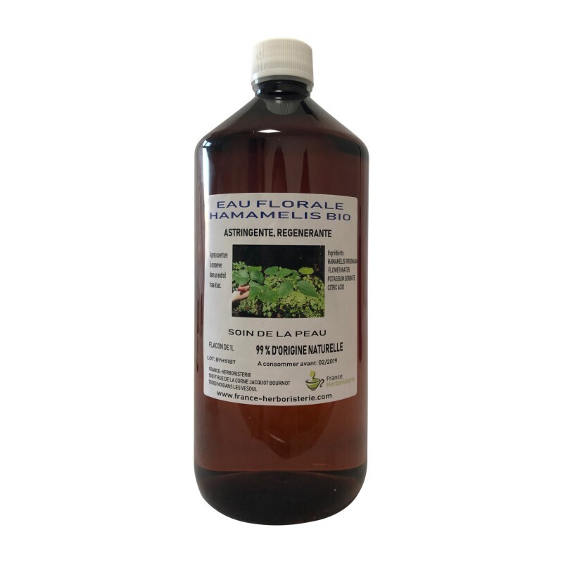 France Herboristerie - Eau florale hamamelis BIO flacon 1 litre.