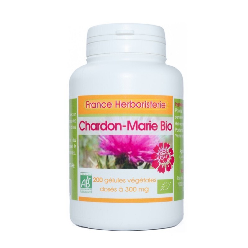 France Herboristerie - 200 gélules CHARDON MARIE BIO AB dosées à 300 mg.