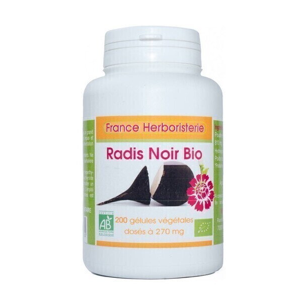 France Herboristerie - 200 gélules RADIS NOIR BIO AB dosées à 270 mg.